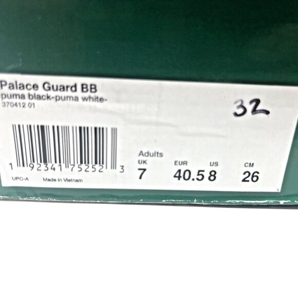 US Size 8 PUMA Palace Guard Black White Orange Men’s Basketball Sneaker Box Dmg